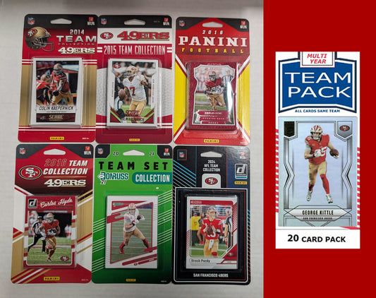 Donruss SF 49ers Team Sets 2024 2021 2016 2015 2014 + Multiyear Pack 2025 George Kittle
