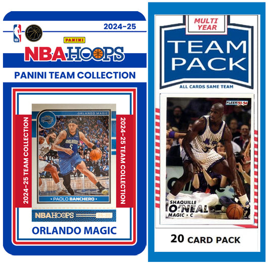 Orlando Magic Multiyear Pack 20 Cards Shaq + 2024-25 HOOPS Team Set Paolo Banchero
