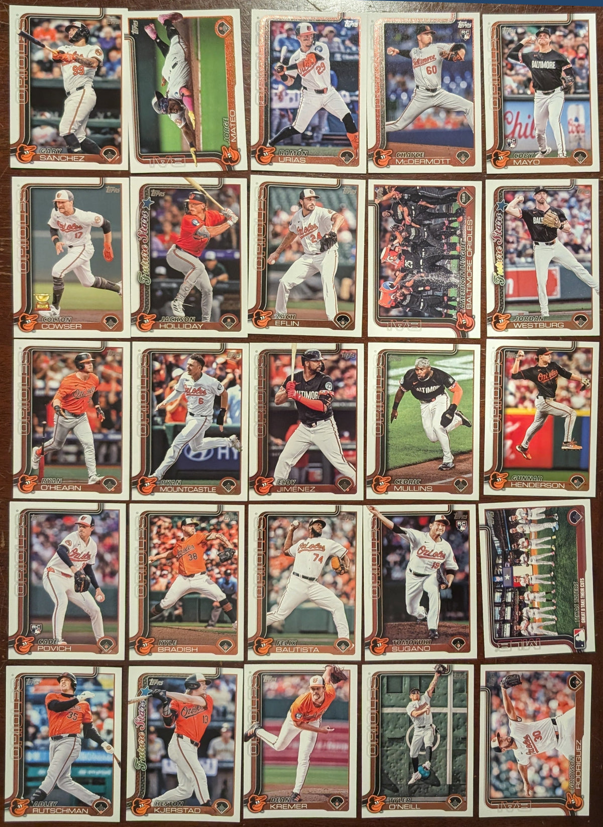 2025 Topps Series 1 + Series 2 Team Set 25 Baltimore Orioles w/bonus Coby Mayo Image SP Holliday Henderson Adley