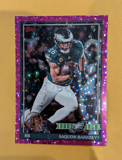 2026 Topps Football Saquon Barkley 1991 Topps Football #91TF-19 Pink Crackle Foil