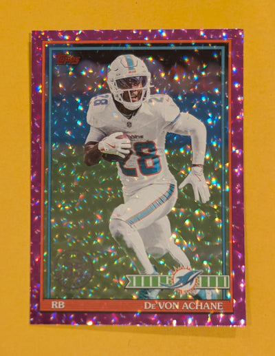 2026 Topps Football De'Von Achane 1991 Topps Football #91TF-35 Pink Crackle Foil