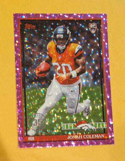 2026 Topps Football Jonah Coleman 1991 Topps Rookies #91TR-12 Pink Crackle Foil