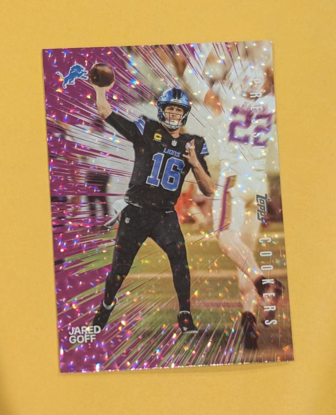 2026 Topps Football Jared Goff Pressure Cookers #PC-16 Pink Crackle Foil