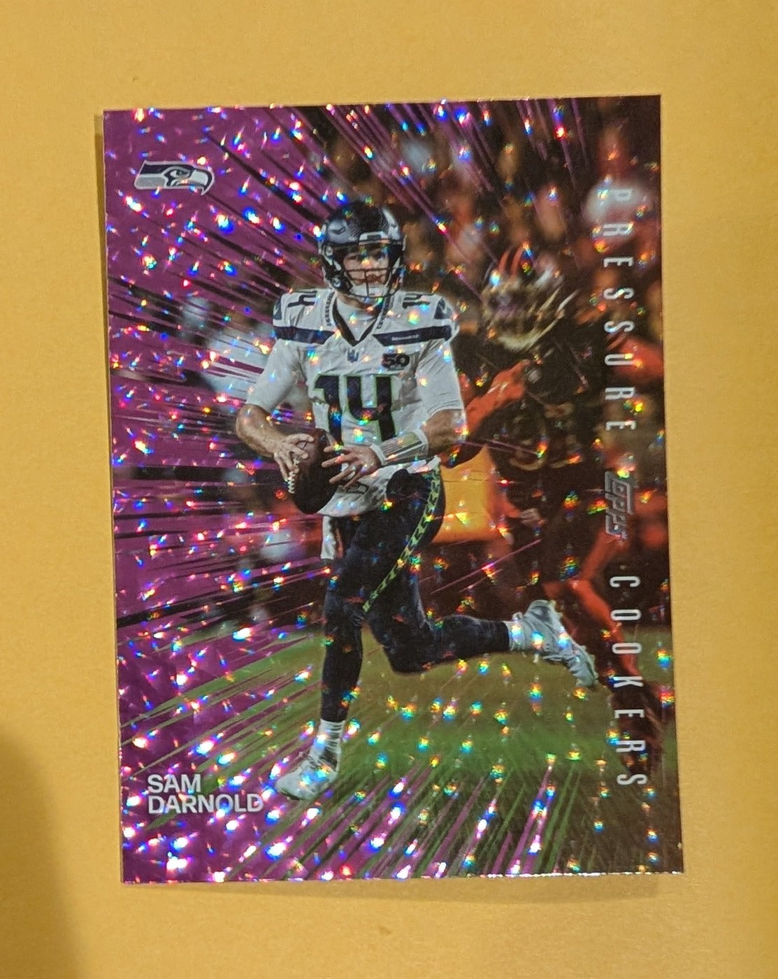 2026 Topps Football Sam Darnold Pressure Cookers #PC-24 Pink Crackle Foil