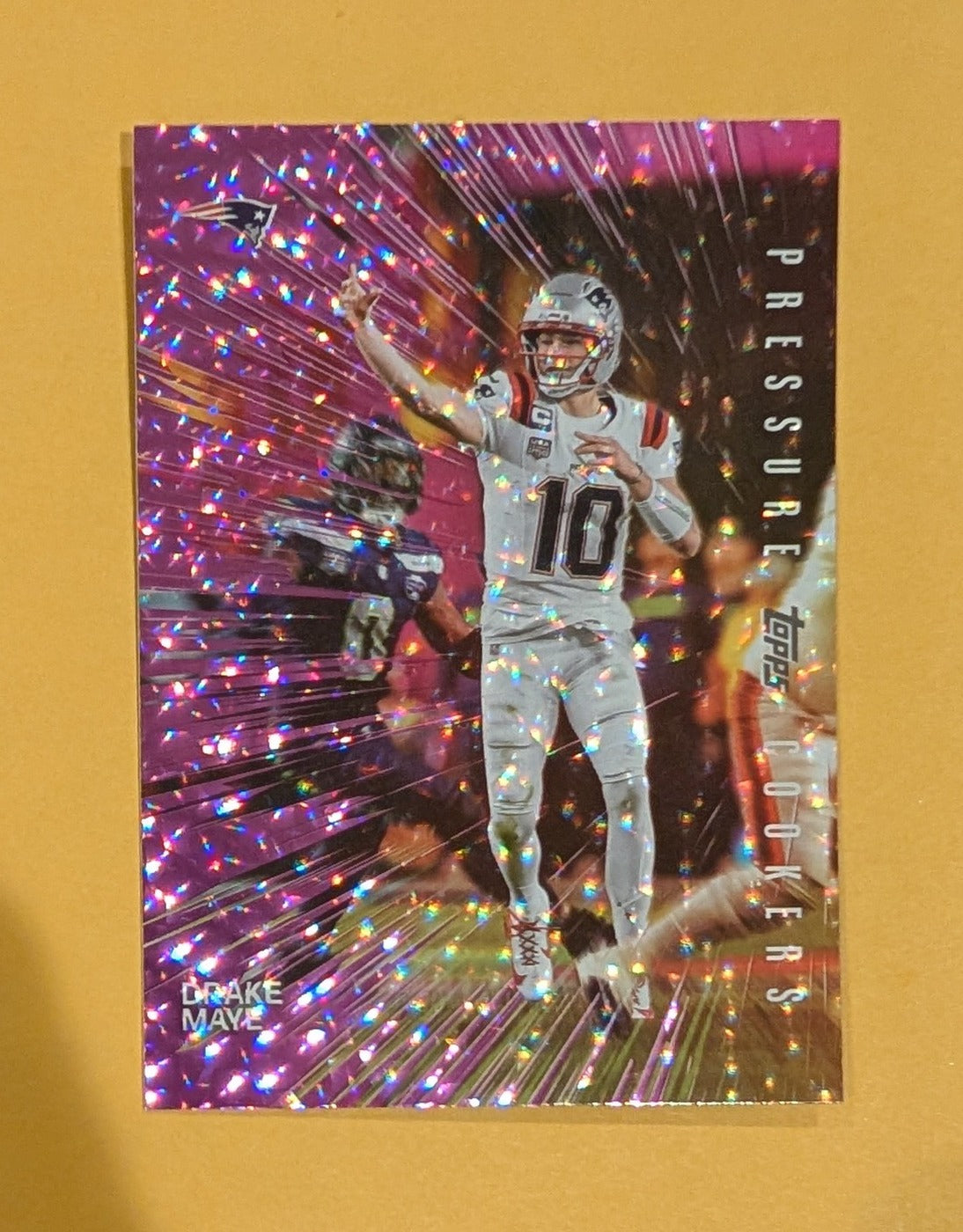 2026 Topps Football Drake Maye Pressure Cookers #PC-5 Pink Crackle Foil