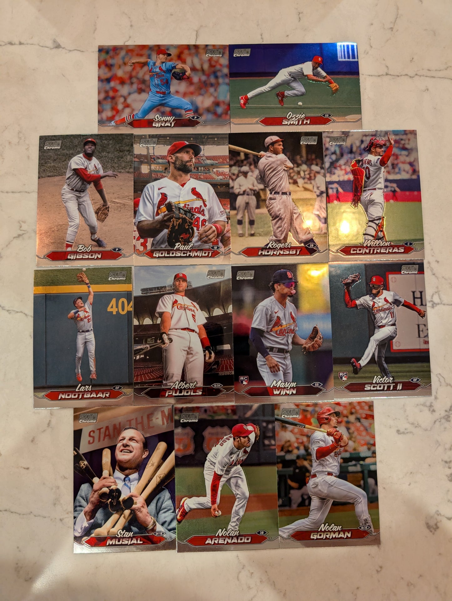 2024 Topps Stadium Club CHROME Team Set (13) St Louis Cardinals Pujols Musial Bob Gibson