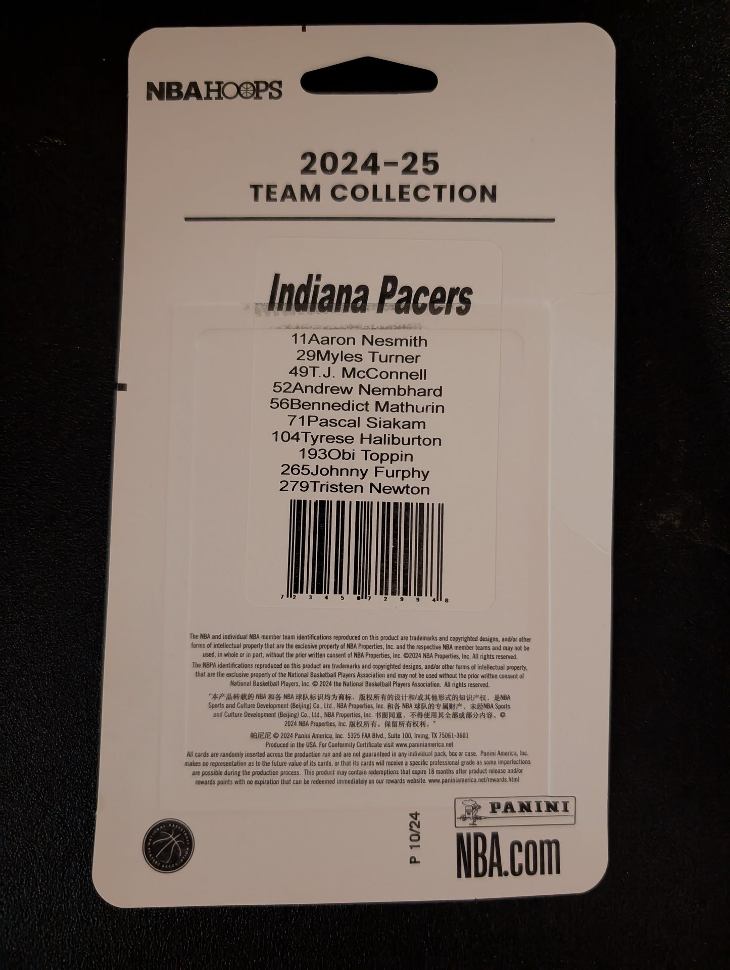 2024-25 NBA Hoops Factory Sealed NBA Team Set Indiana Pacers Tyrese Haliburton