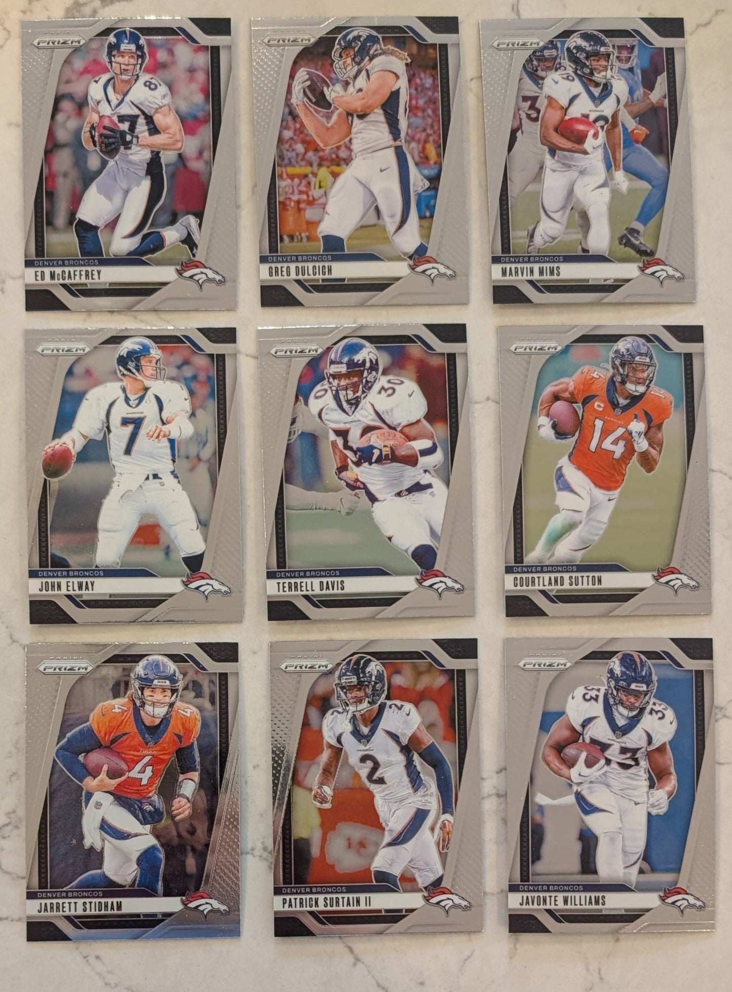 2024 Panini Prizm Team Pack Denver Broncos John Elway Terrel Davis Courtland Sutton Surtain