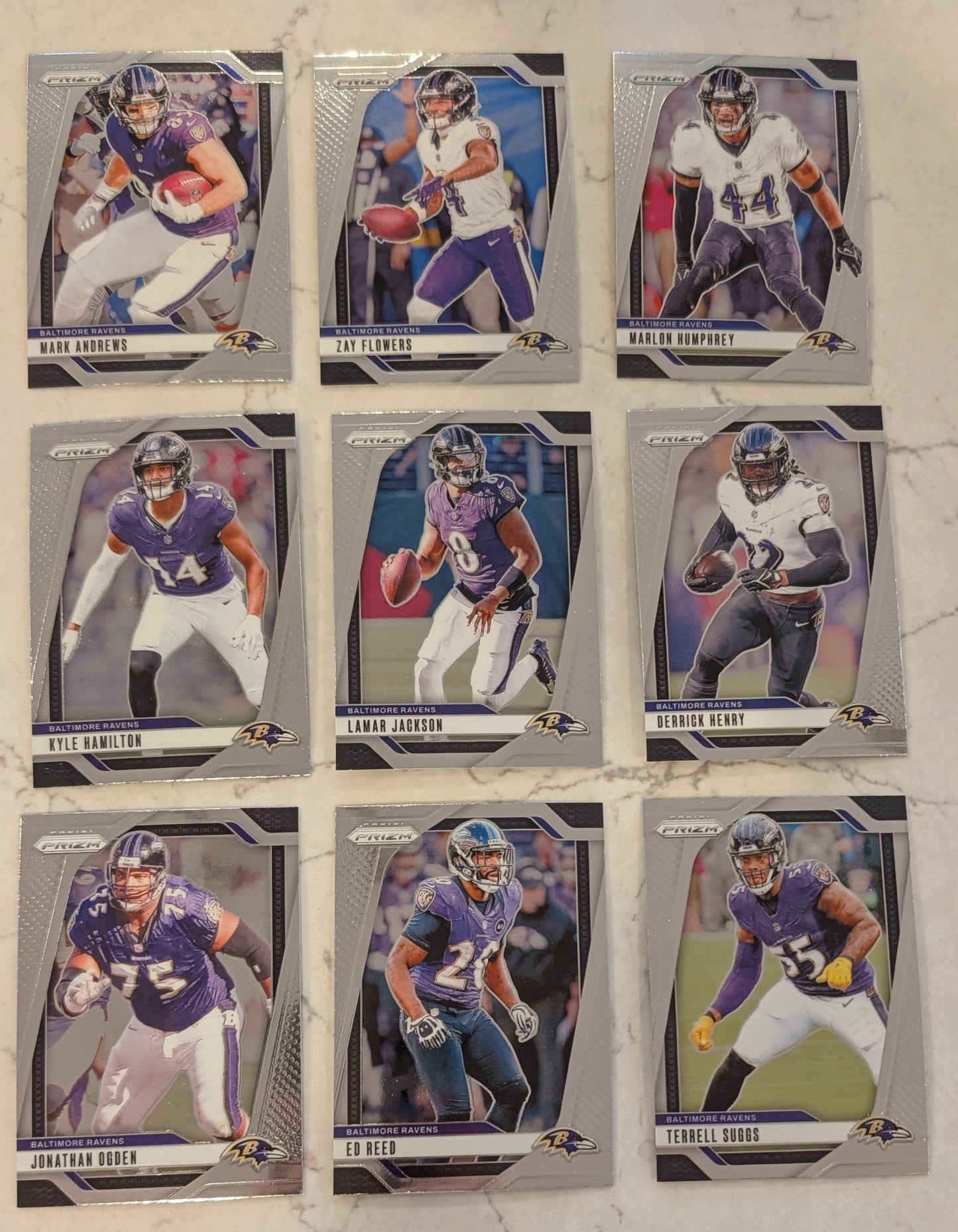 2024 Panini Prizm Team Pack Baltimore Ravens Lamar Jackson Ed Reed Terrel Suggs Derrick Henry