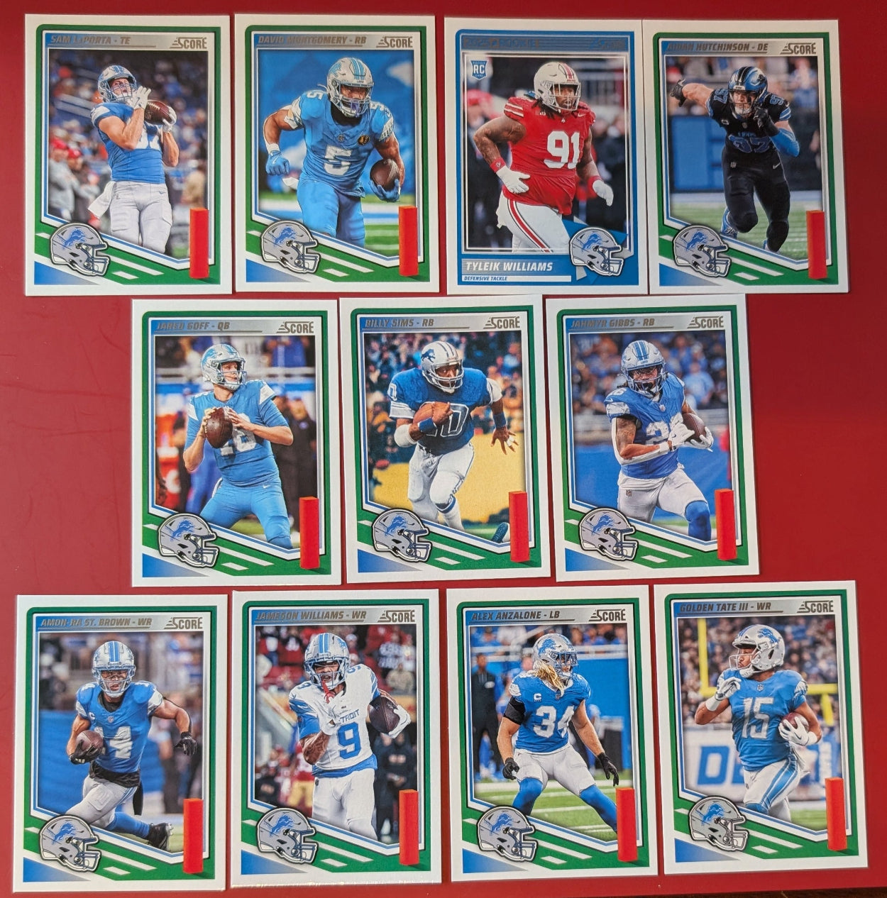 2025 SCORE NFL Detroit Lions Football Card Team Set Jahmyr Gibbs Amon Ra Jared Goff