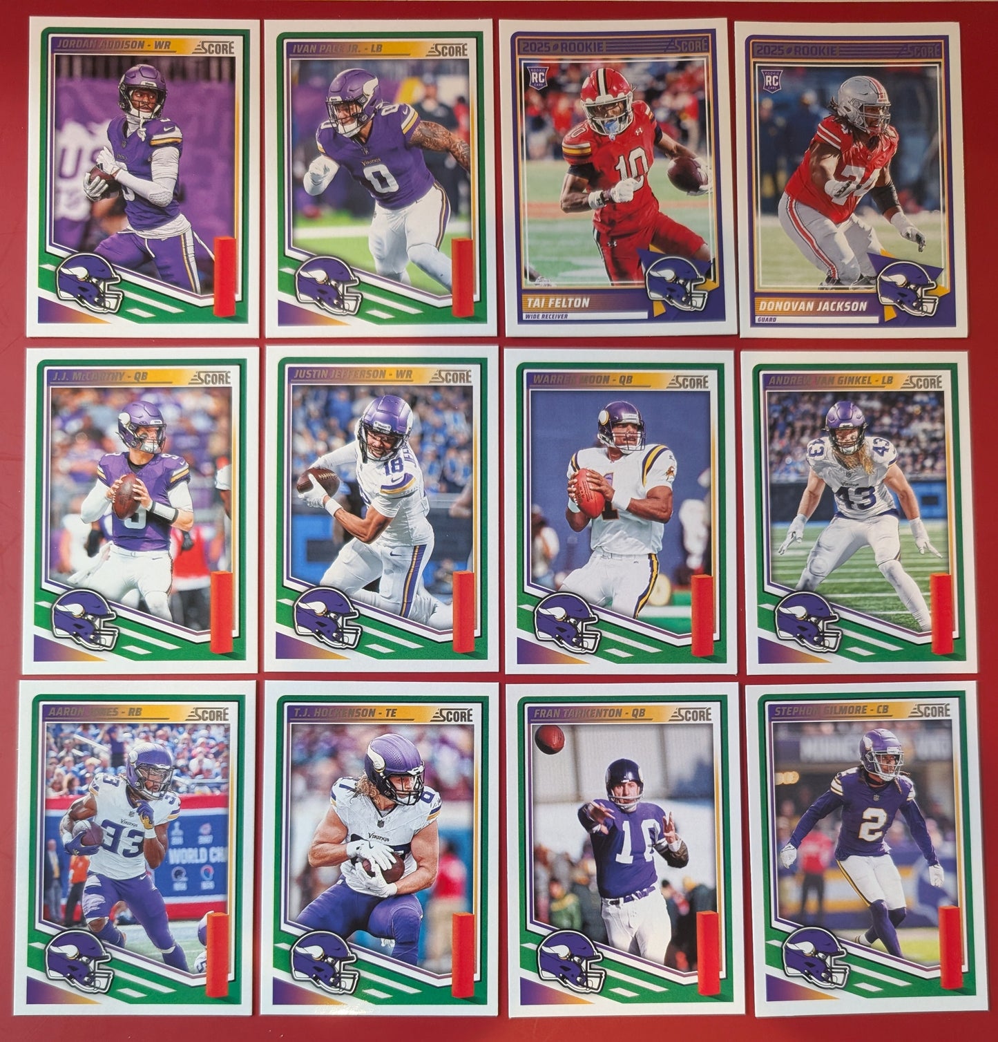 2025 SCORE NFL Minnesota Vikings Team Set JJ McCarthy Justin Jefferson