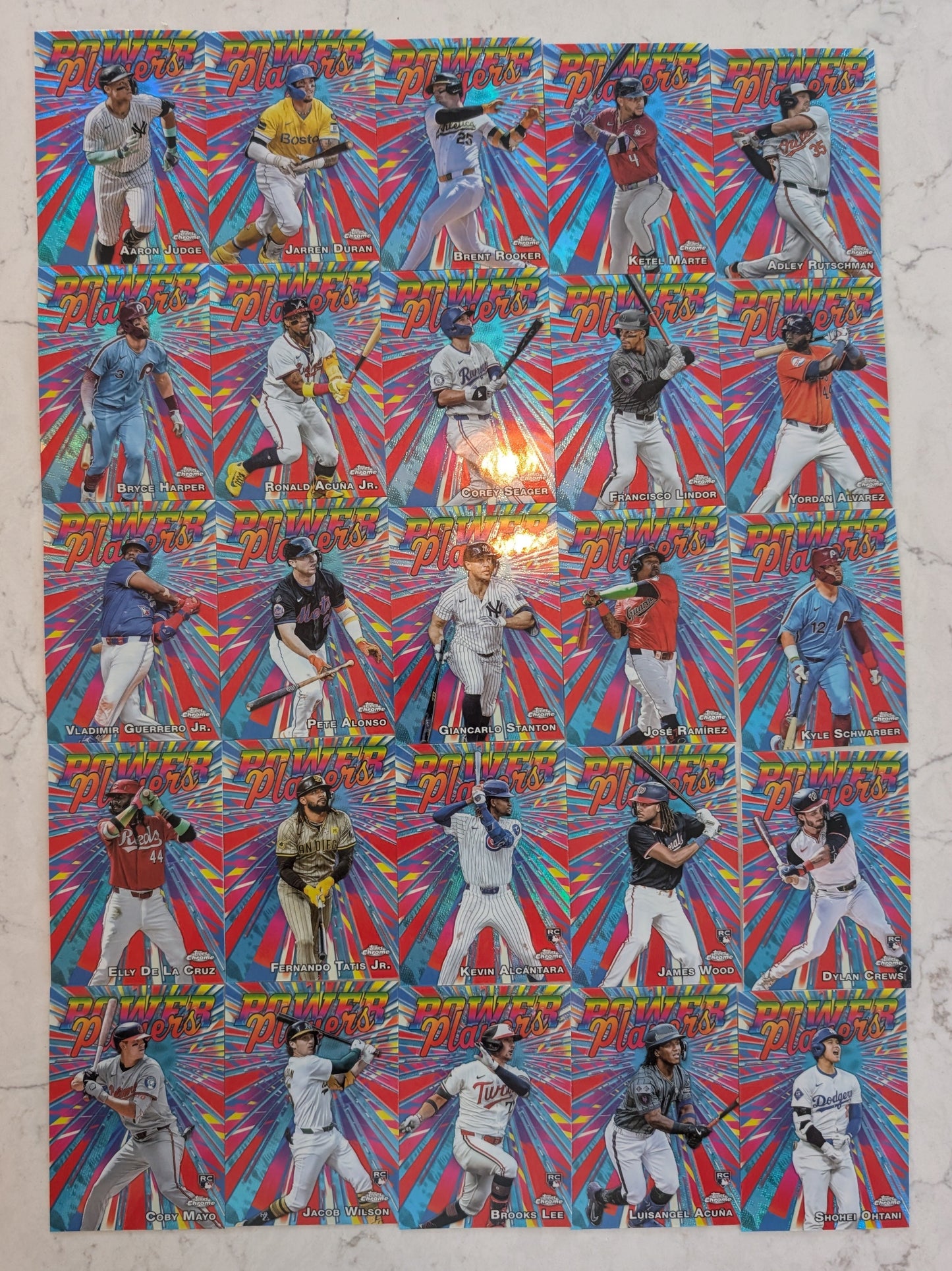 2025 Topps Chrome Complete Insert Set 25 Cards Power Players Alonso Harper Judge Ohtani