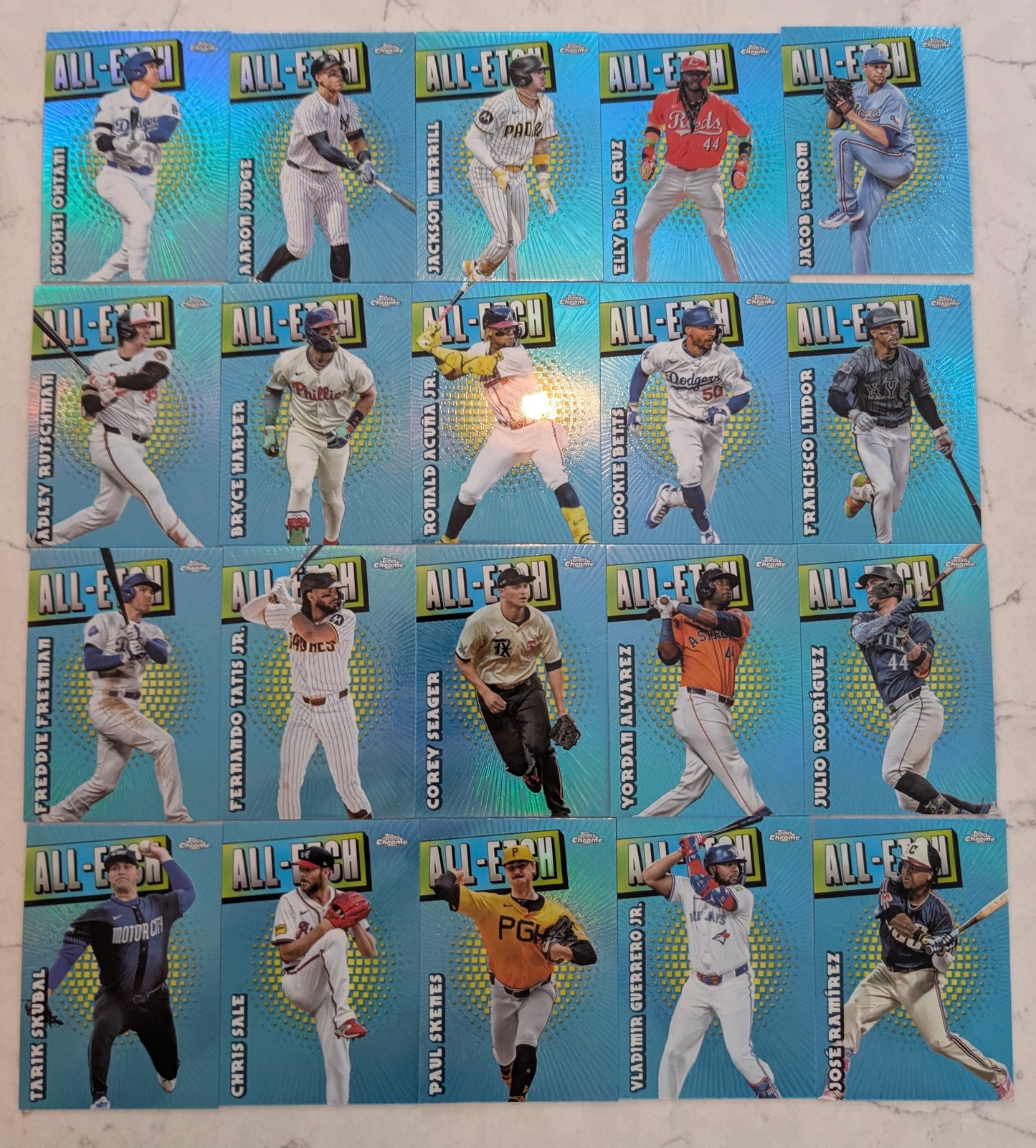 2025 Topps Chrome Complete Insert Set 20 Cards All Etch Paul Skenes Aaron Judge Ohtani