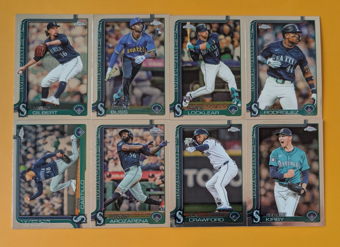2025 Topps Chrome Baseball Team Set 8 Seattle Mariners Julio Rodriguez Arozarena