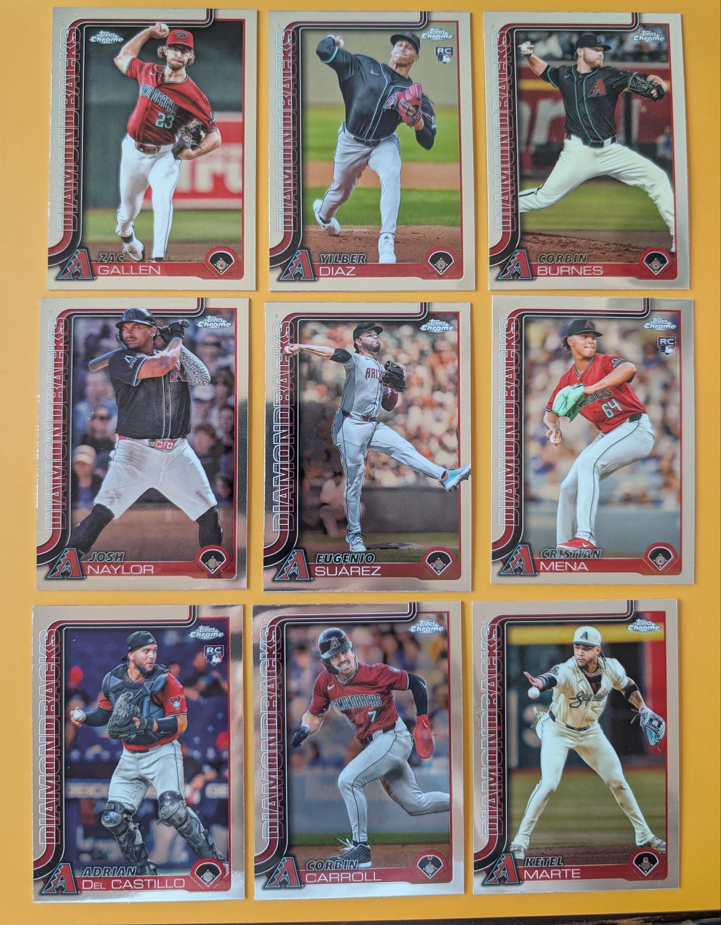2025 Topps Chrome Baseball Team Set 9 Cards Arizona Diamondbacks Corbin Carroll