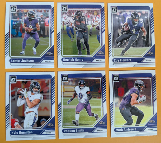 2024 Donruss Optic NFL Team Pack Baltimore Ravens Lamar Jackson Derrick Henry