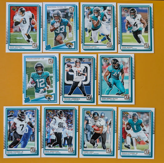 2025 Donruss NFL Team Set Jacksonville Jaguars - Trevor Lawrence Travis Hunter RC
