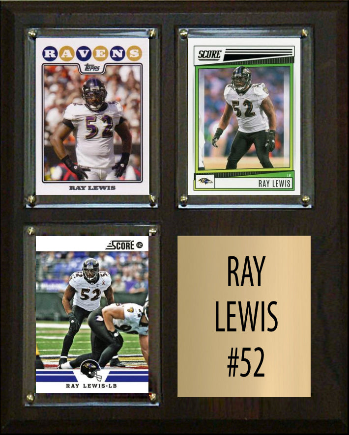 Ray Lewis 3 Card Plaque Donruss Fleer Topps 2025 2024 Baltimore Ravens