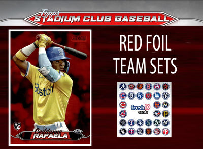 2024 Topps Stadium Club RED FOIL Team Set (12) Boston Red Sox David Ortiz Fisk Pedro plaque