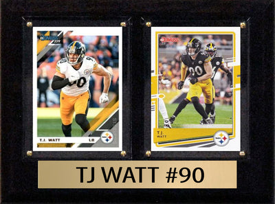 TJ Watt Score Donruss 2023 2024 2 Card 6" x 8" Plaque Pittsburgh Steelers