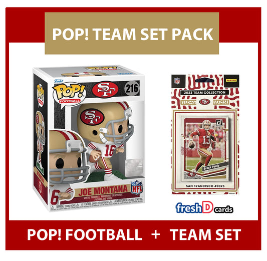 Funko POP! San Francisco 49ers Joe Montana 216 + 2023 Donruss Team Set