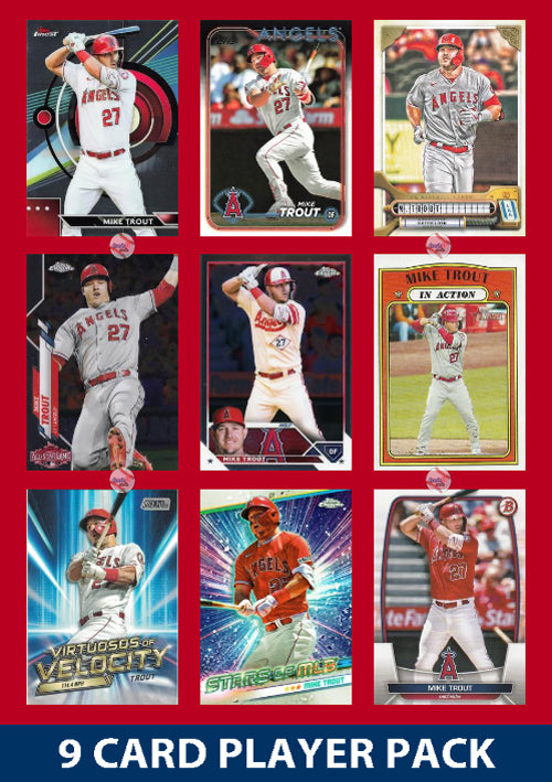 Mike Trout LA Angels 9 Card Player Pack 2024 2023 Topps Bowman