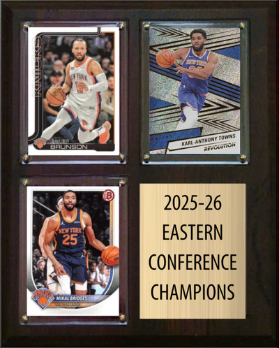 New York Knicks 2025-26 Eastern Conference Champions Fan Gift Plaque 8x10 3 Cards