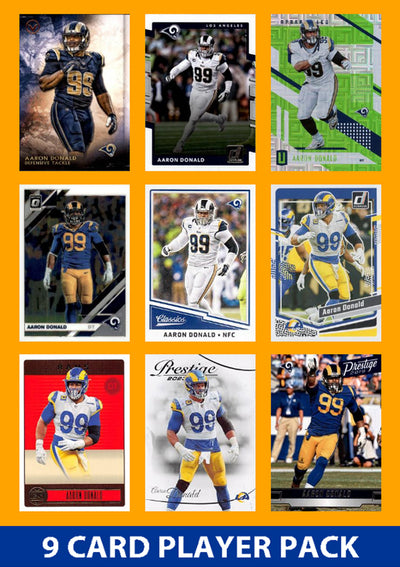 Aaron Donald 9 Card Player Pack 2023 2024 2025 Donruss Panini Score LA Rams plaque