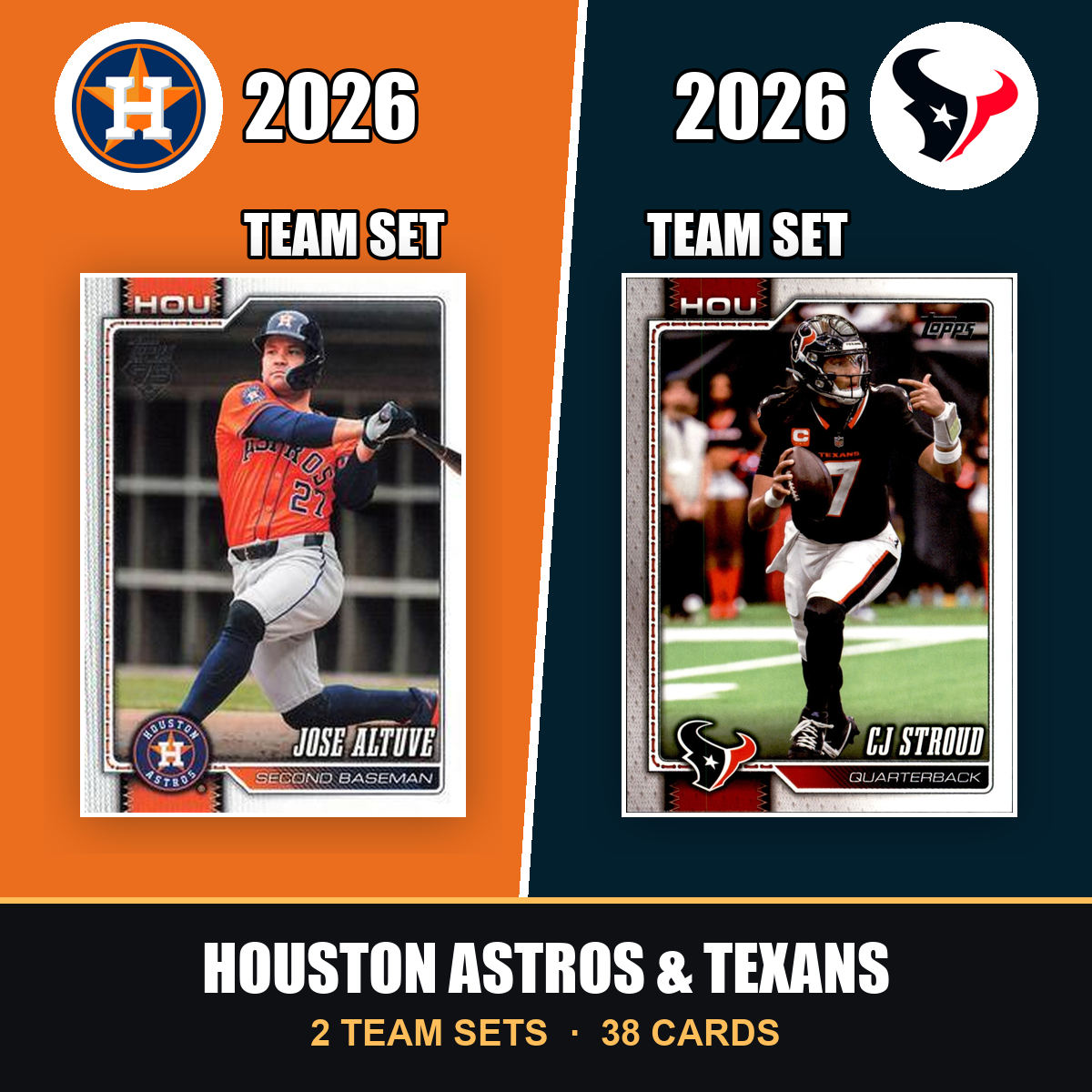 2026 Topps Houston Astros & Texans Team Set Combo - Baseball + Football 2-Sport Bundle - Altuve & CJ Stroud