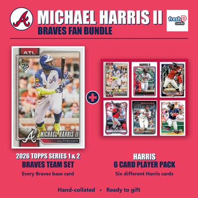 Michael Harris II Atlanta Braves Baseball Fan Bundle - 2026 Topps Series 1 & 2 Team Set + 6 Card Player Pack