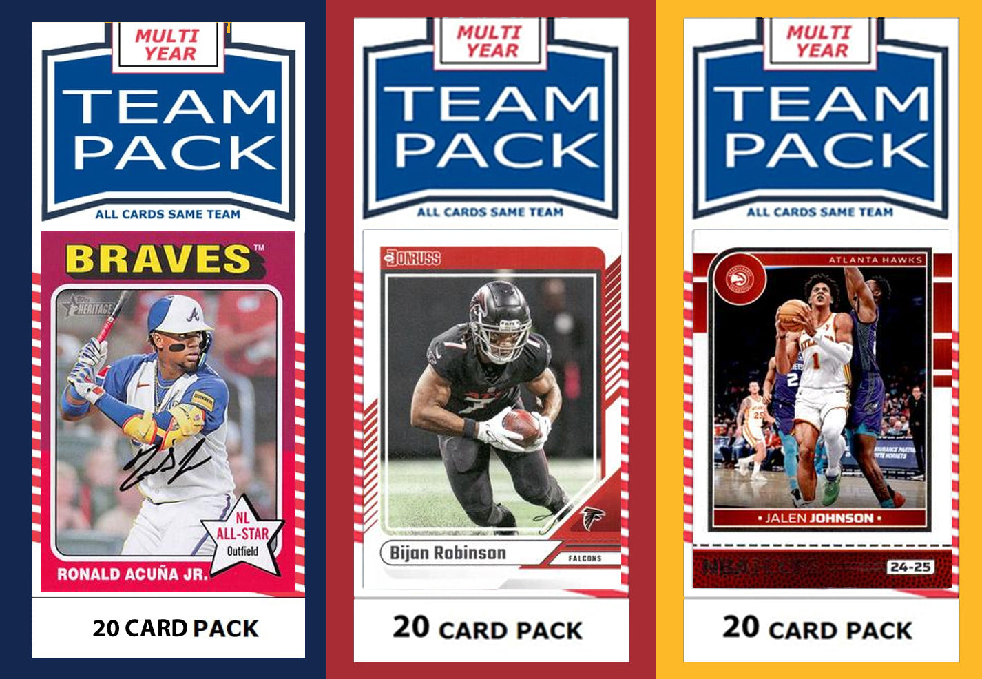 Atlanta City Team Pack Braves Falcons Hawks 2026 2024 2025 Acuna Bijan Robinson Johnson plaque