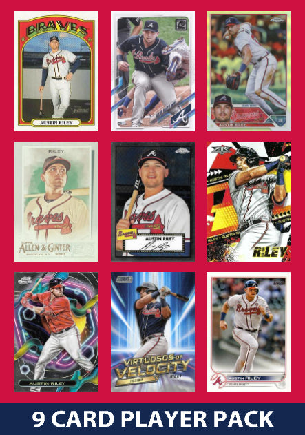 Austin Riley Atlanta Braves 9 Card Player Pack 2025 2024 Topps Bowman plaque