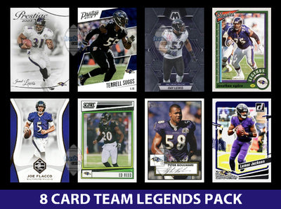 Baltimore Ravens 8 Card Legends Pack Donruss Topps Panini Ray Lewis Lamar Jackson plaque