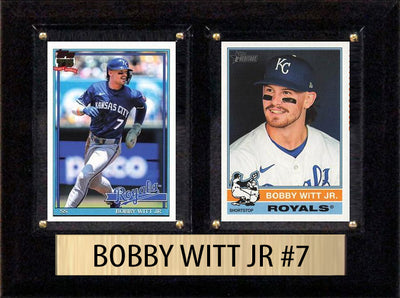 Bobby Witt Jr Kansas City Royals 2025 2026 Topps 2 Card baseball plaque with 2 trading cards and engraved nameplate, 6x8 fan cave display