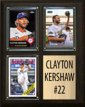 Clayton Kershaw 3 Card plaque