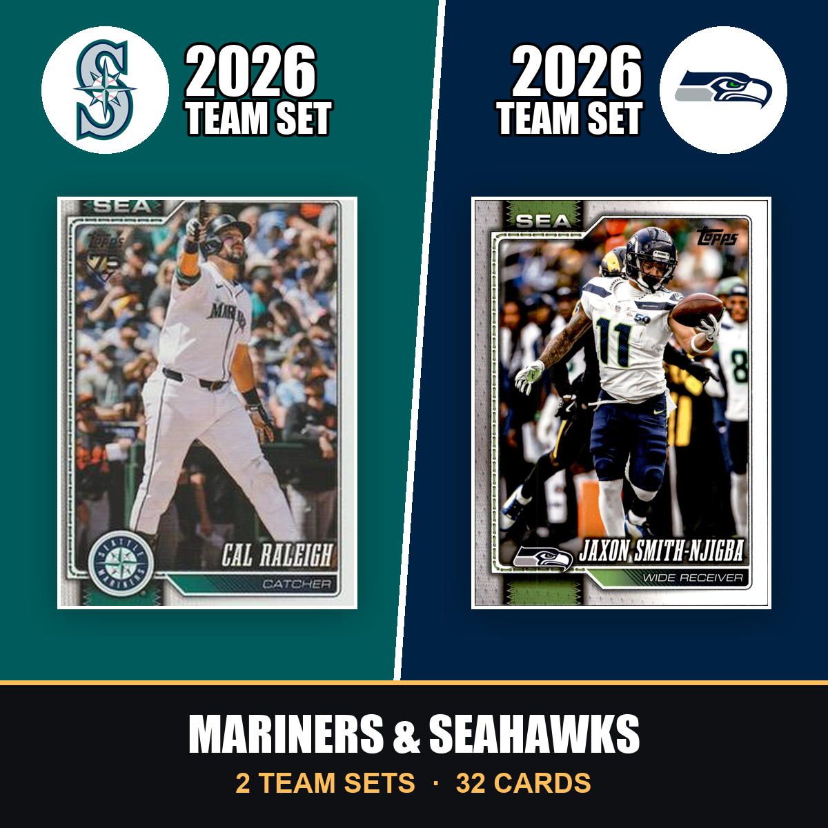 2026 Topps Seattle Mariners & Seahawks Team Set Combo - Baseball + Football 2-Sport Bundle - Randy Arozarena & Jaxon Smith-Njigba