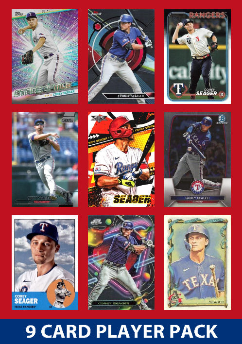 Corey Seager Texas Rangers 9 Card Player Pack 2025 2024 Topps Bowman plaque