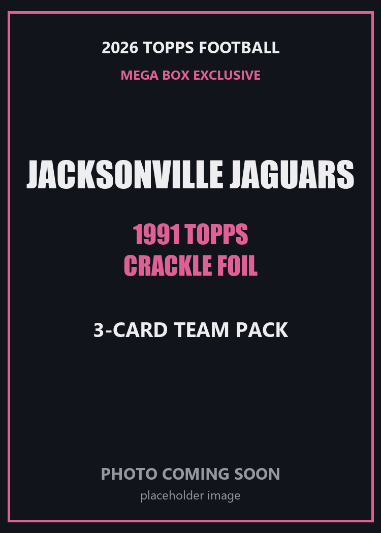 2026 Topps Football Jacksonville Jaguars 1991 Topps Mega Box Crackle Foil Insert Pack - 3 Cards