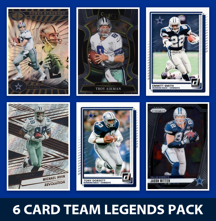 Dallas Cowboys 6 Card Legends Pack Donruss Topps Panini Emmitt Smith Staubach