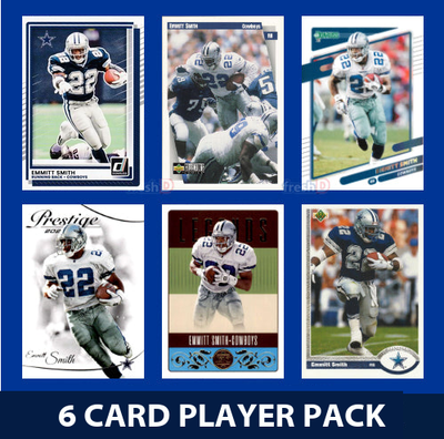 Emmitt Smith 6 Card Player Pack 2024 2025 NFL Topps Donruss Panini Score Cowboys