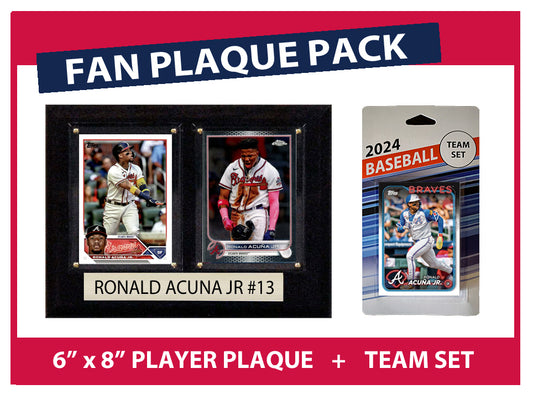 2024 Atlanta Braves Fan Plaque Pack Ronald Acuna + 2024 Topps Team Set