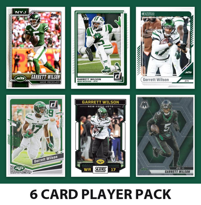 Garrett Wilson 6 Card Football Player Pack 2026 2025 2024 Topps Donruss Score New York Jets