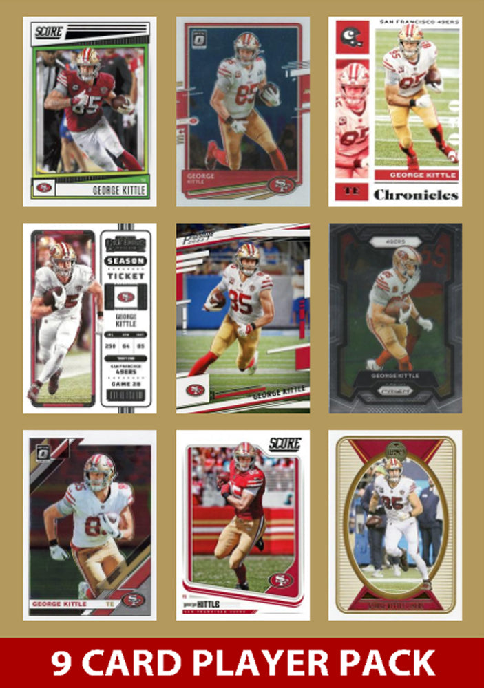 George Kittle 9 Card Player Pack 2023 2024 2025 Donruss Panini Score SF 49ers plaque