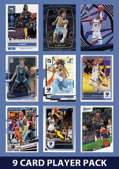 Ja Morant 9 Card Player Pack 2023-24 Hoops Panini Memphis Grizzlies plaque