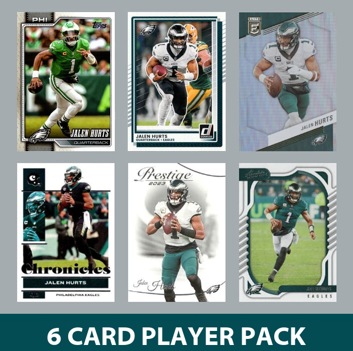 Jalen Hurts 6 Card Player Pack 2023 2024 2025 Donruss Panini Score Philadelphia Eagles
