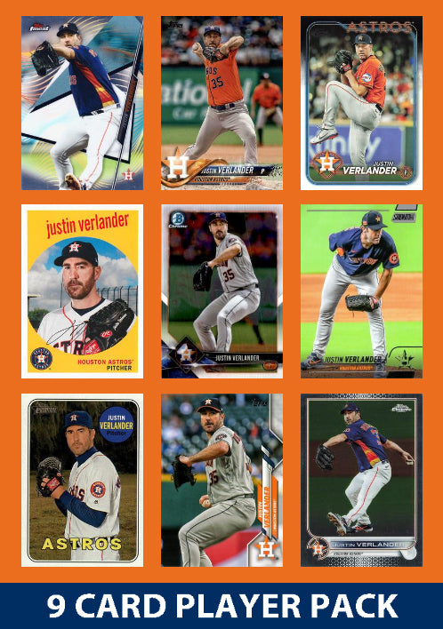 Justin Verlander Houston Astros 9 Card Legend Pack 2025 2024 2023 Topps Bowman plaque