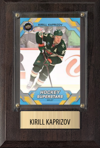 Kirill Kaprizov Minnesota Wild hockey plaque with 1 trading card and engraved nameplate, 4x6 fan cave display