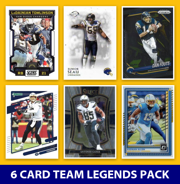 Los Angeles Chargers 6 Card Legends Pack Donruss Topps Panini Fouts Tomlinson