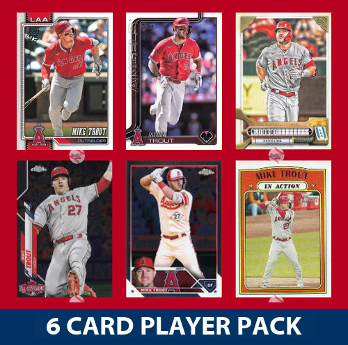 Mike Trout LA Angels 6 Card Player Pack 2025 2024 Topps Bowman