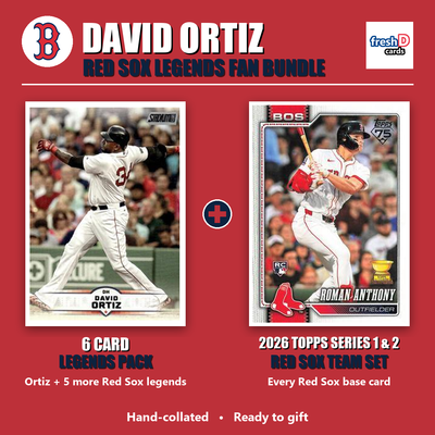 David Ortiz + Boston Red Sox Legends Baseball Fan Bundle - 2026 Topps Series 1 & 2 Team Set + 6 Card Legends Pack